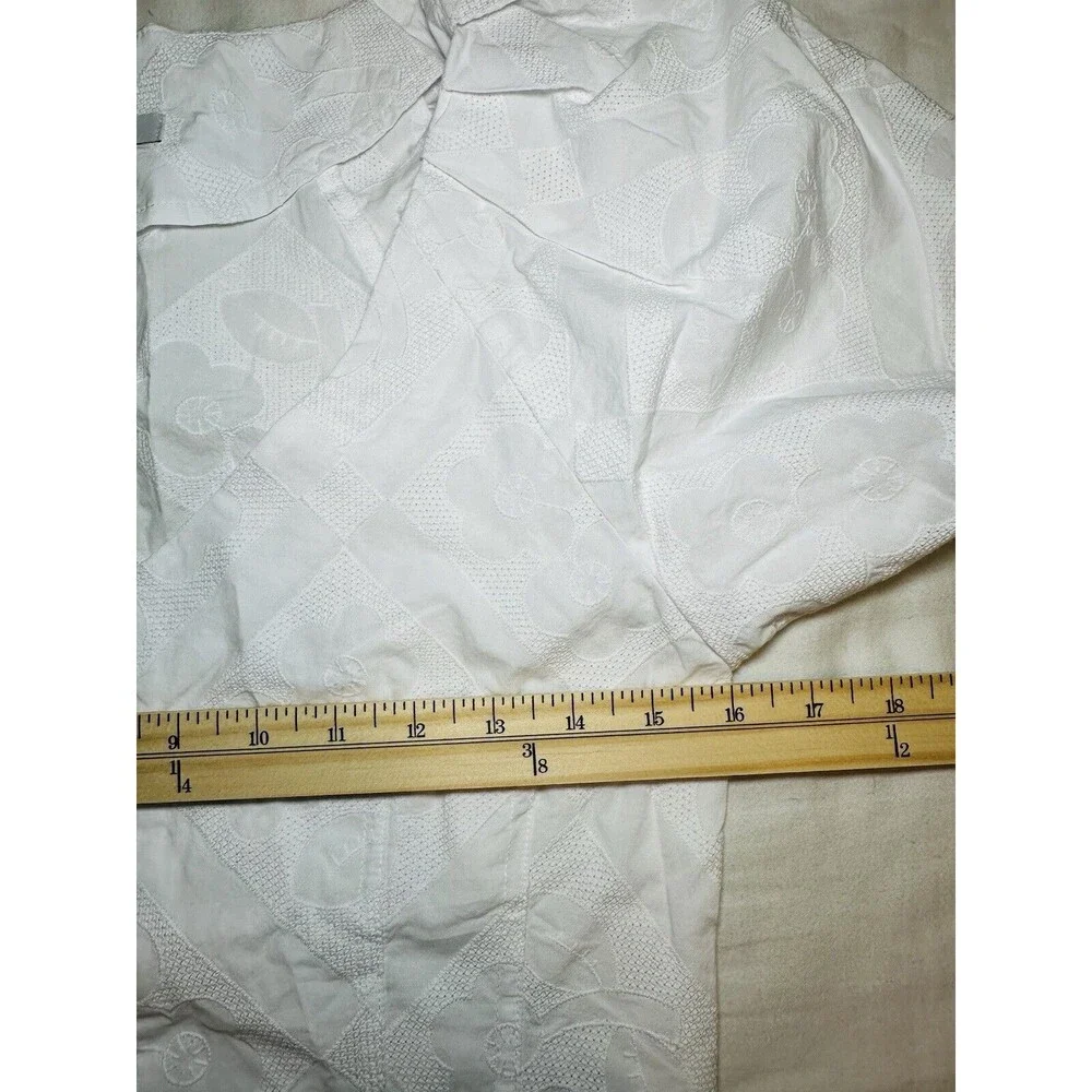 MADEWELL Crop V-Neck‎ Floral White Top Puff Sleeve CottageCore SIZE 0 NWT
